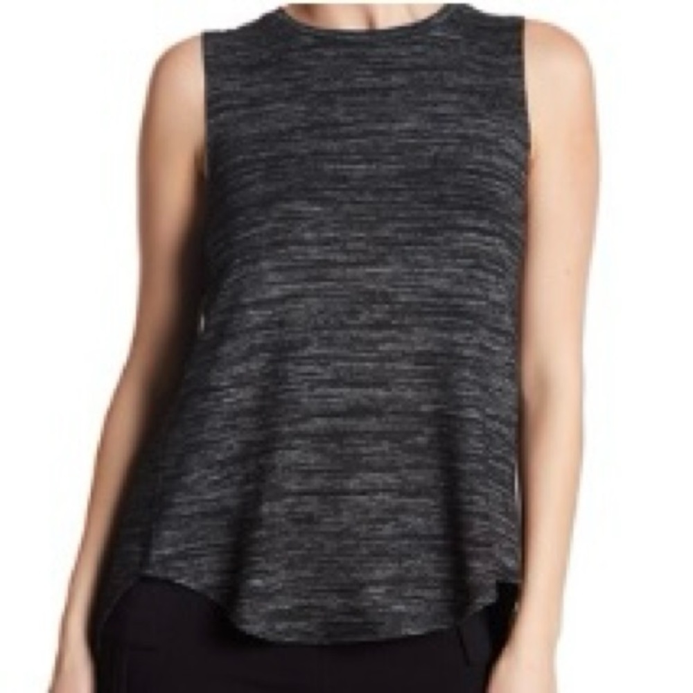 La Classe Couture Marled Lace Detail Sleeveless Slit Back Top M